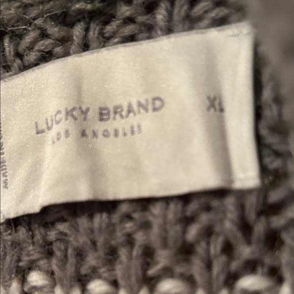 Lucky Brand Women’s Grey off white Fair Isle Cardigan Sweater Coat w/Pockets XL - Picture 3 of 5